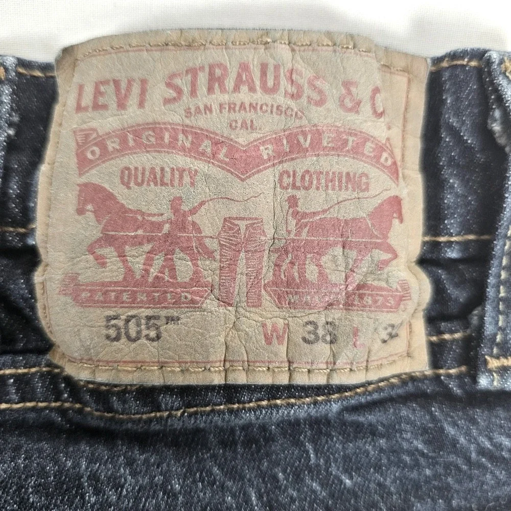 Levis 505 Regular Fit Straight Leg Mens Dark Wash Indigo Jeans 38 /32 00505-2195